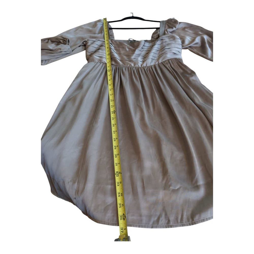 NEW Abercrombie & Fitch Emerson Satin Long Sleeve Mini Dress in Tan Large Tall - Picture 6 of 10
